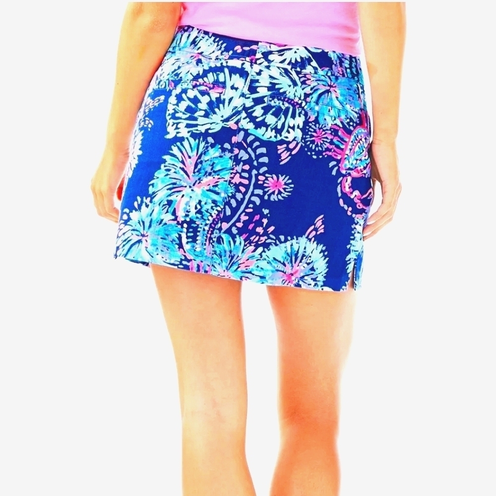 LILLY PULITZER nicki skort Deep Indigo Gypsea Girl Pink Blue. Size 00
